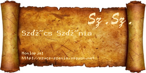 Szűcs Szénia névjegykártya